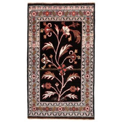 Persian Semnan Small Rug - Wool Black Design - 96947