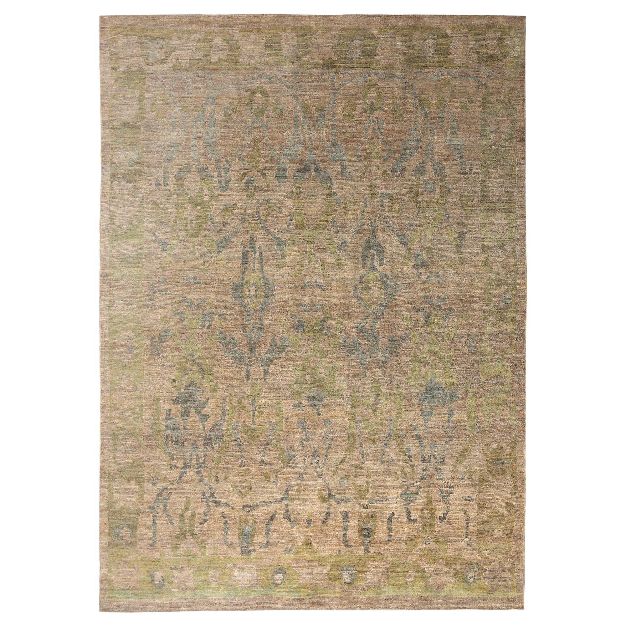Tappeti Afghanistan Oushak - Lana Marrone Grigio Verde Design - 97013