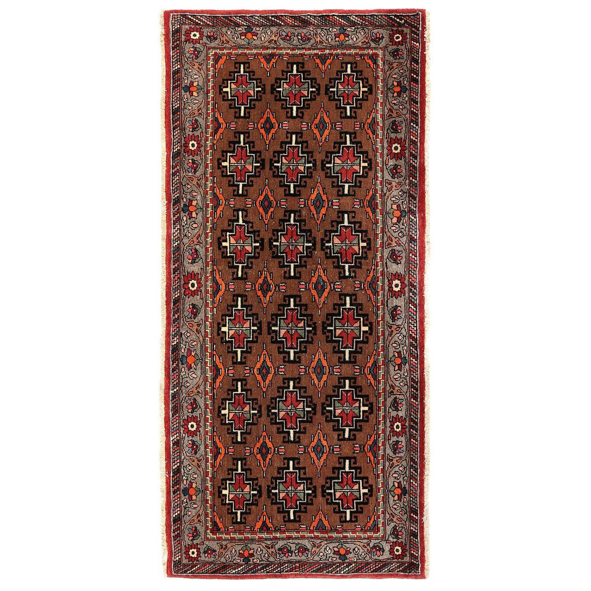 Persischer Semnan Läufer Teppich - Wolle Brown Design - 96948
