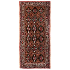 Persian Semnan Runner Rug - Wool Brown Design - 96948