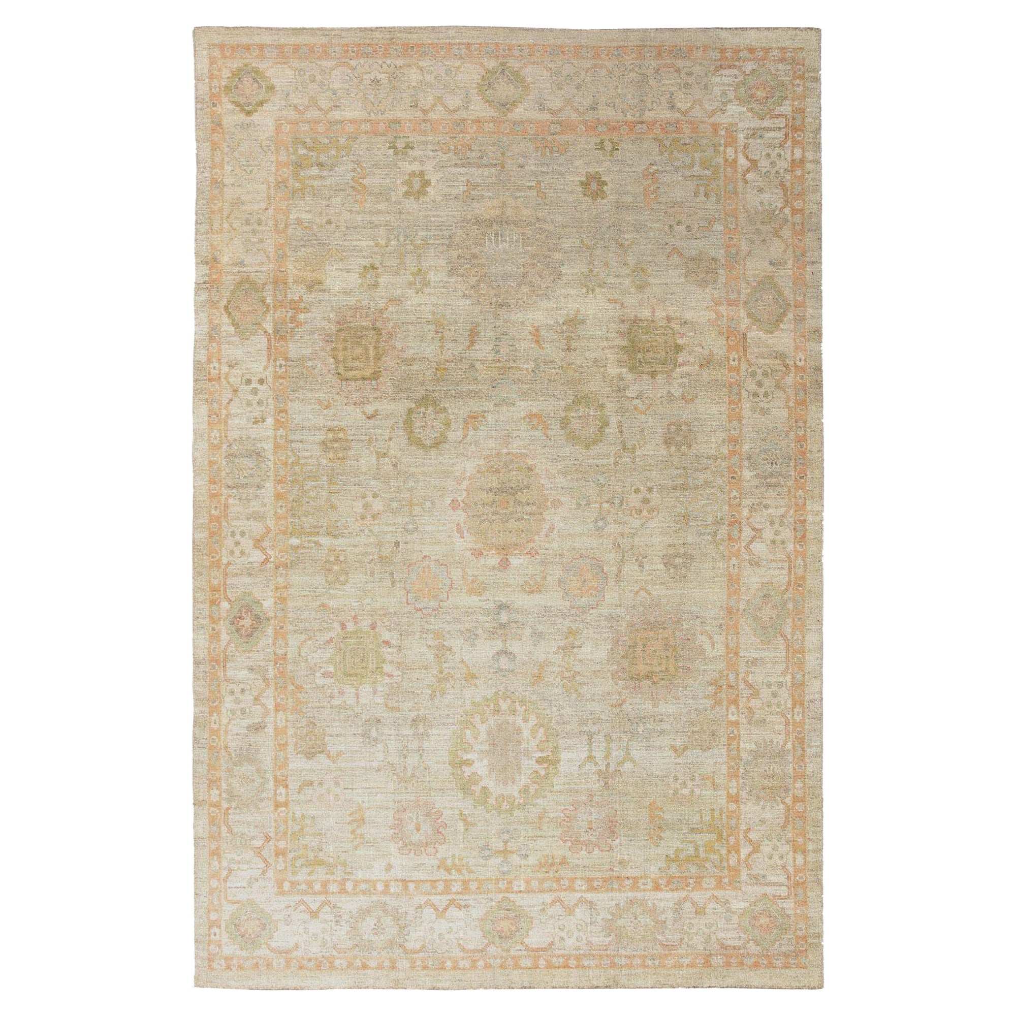 Oushak-Teppiche aus Afghanistan - Wolle in elfenbeinfarbenem Design - 97014