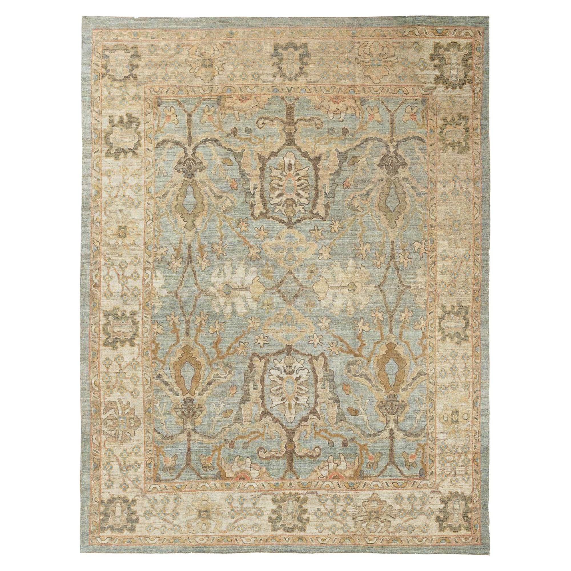 Afghanistan Oushak-Teppiche - Wolle Elfenbein Hellblau Design - 97016