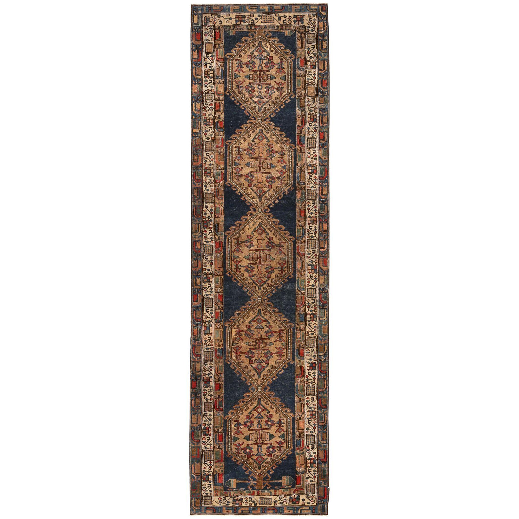 Tappeti persiani Azerbaijan - Lana Marrone Design Blu Navy - 96963 in vendita