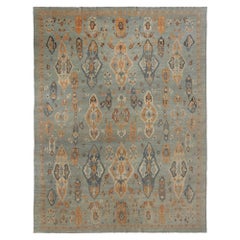 Afghanistan Sultanabad Over Size Rug - Wool Light Blue Orange - 97028