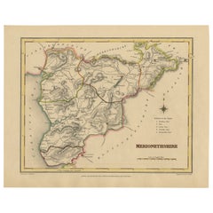 Old Map of Merionethshire by Lewis, 1844: Barmouth, Bala, Harlech, Dolgelley