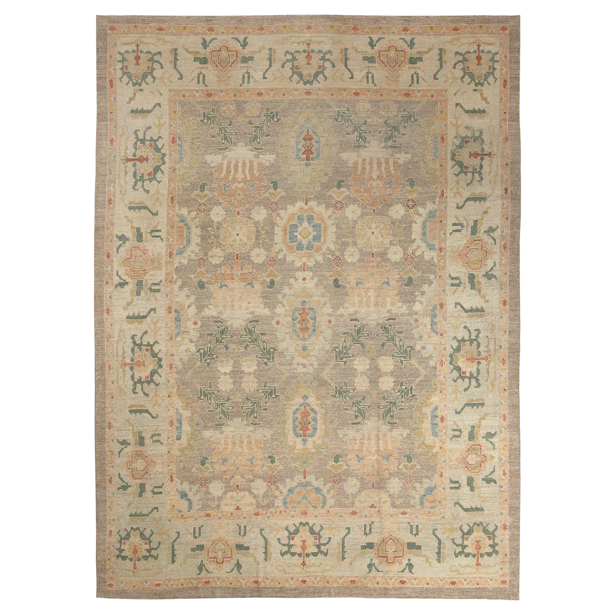 Afghanistan Oushak Over Size Teppich - Wolle Braun Elfenbein Design - 97030