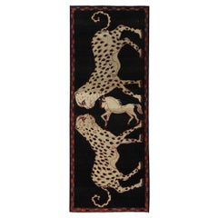 Persian Gabbeh Area Rugs - Silk Black Ivory Design - 96967