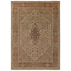 Persian Isfahan Area Rugs - Wool Brown Ivory Design - 96968