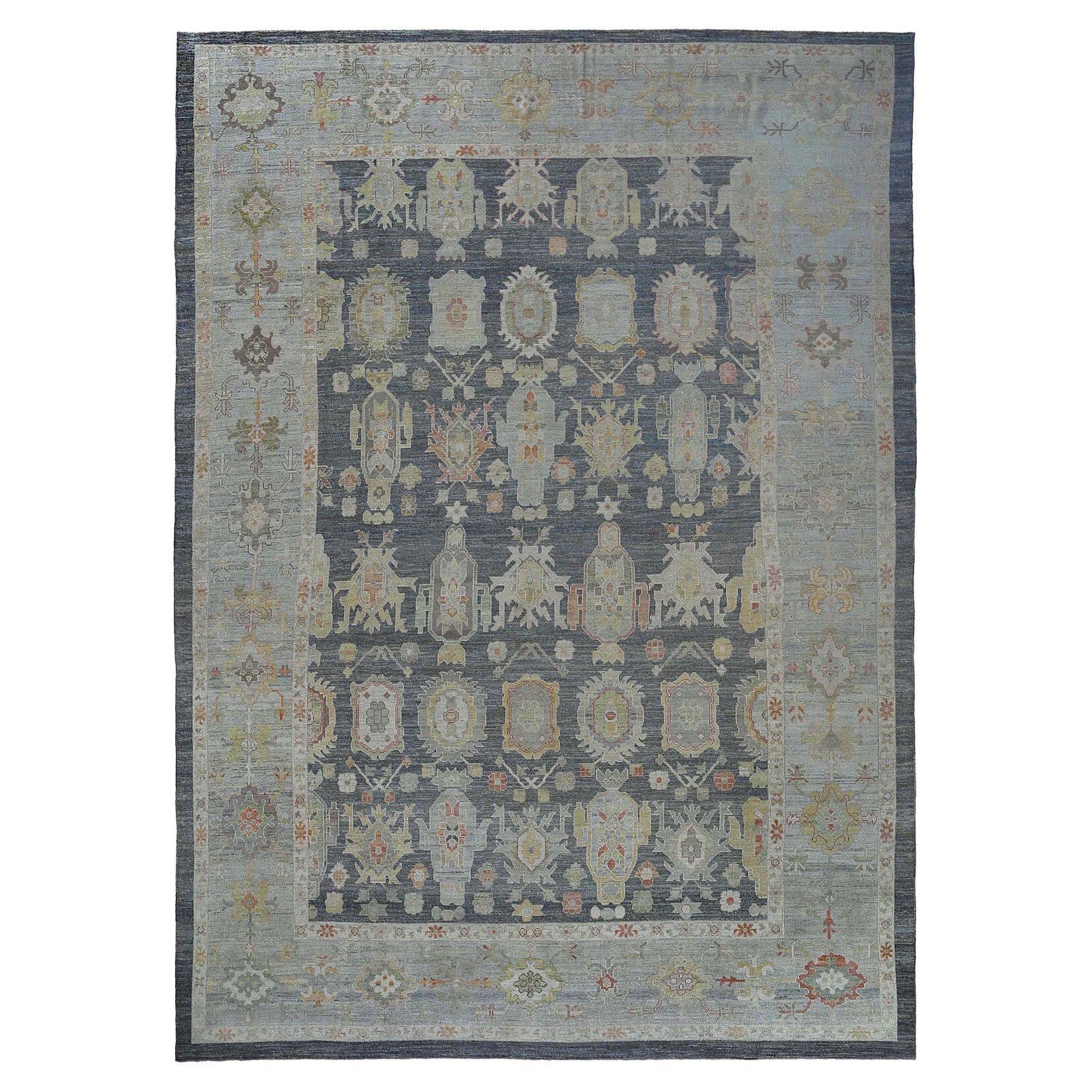 Afghanistan Oushak Over Size Teppich - Wolle Grau Elfenbein Design - 97034