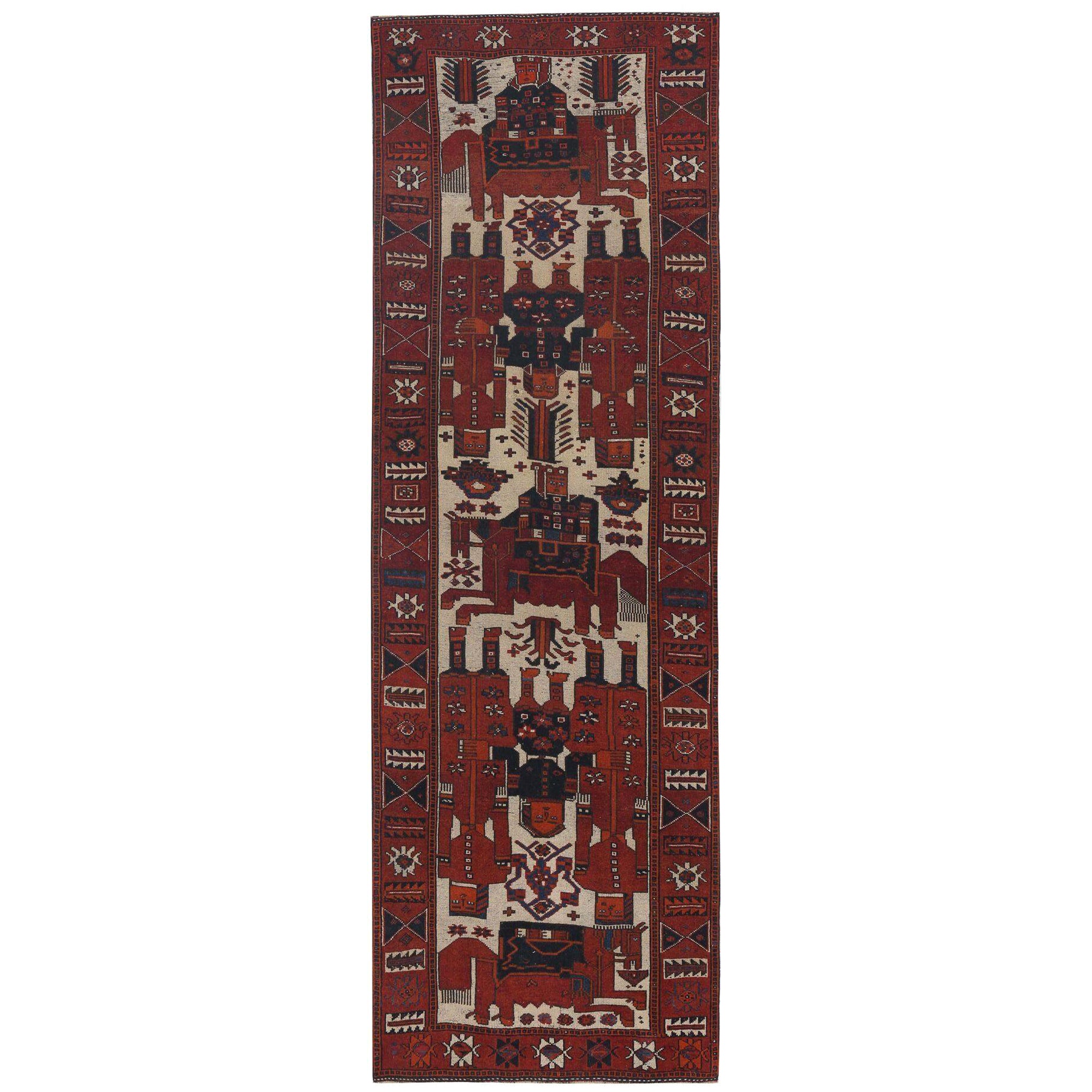 Tapis persans Shiraz - Motif rouge ivoire en laine - 96971