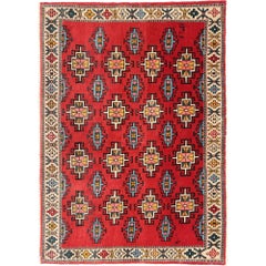 Tappeto persiano Semnan Small - Disegno rosso lana - 97051