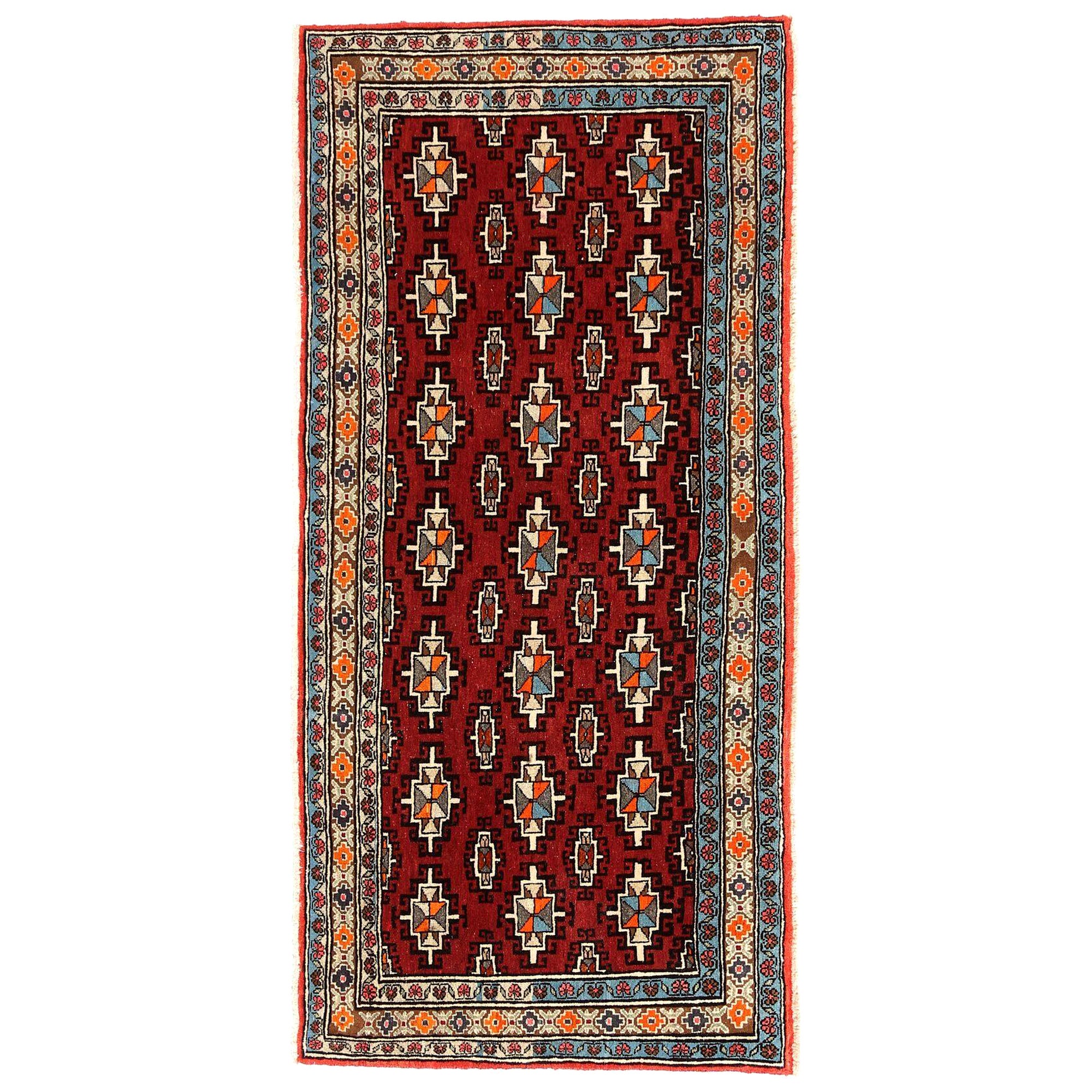 Persische Semnan-Teppiche aus Wolle – orange-rotes Design – 97052