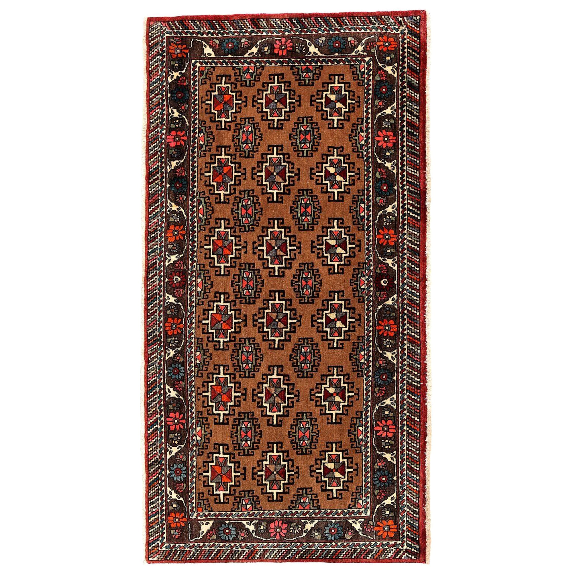 Tappeto persiano Semnan Small - Disegno in lana marrone - 97053