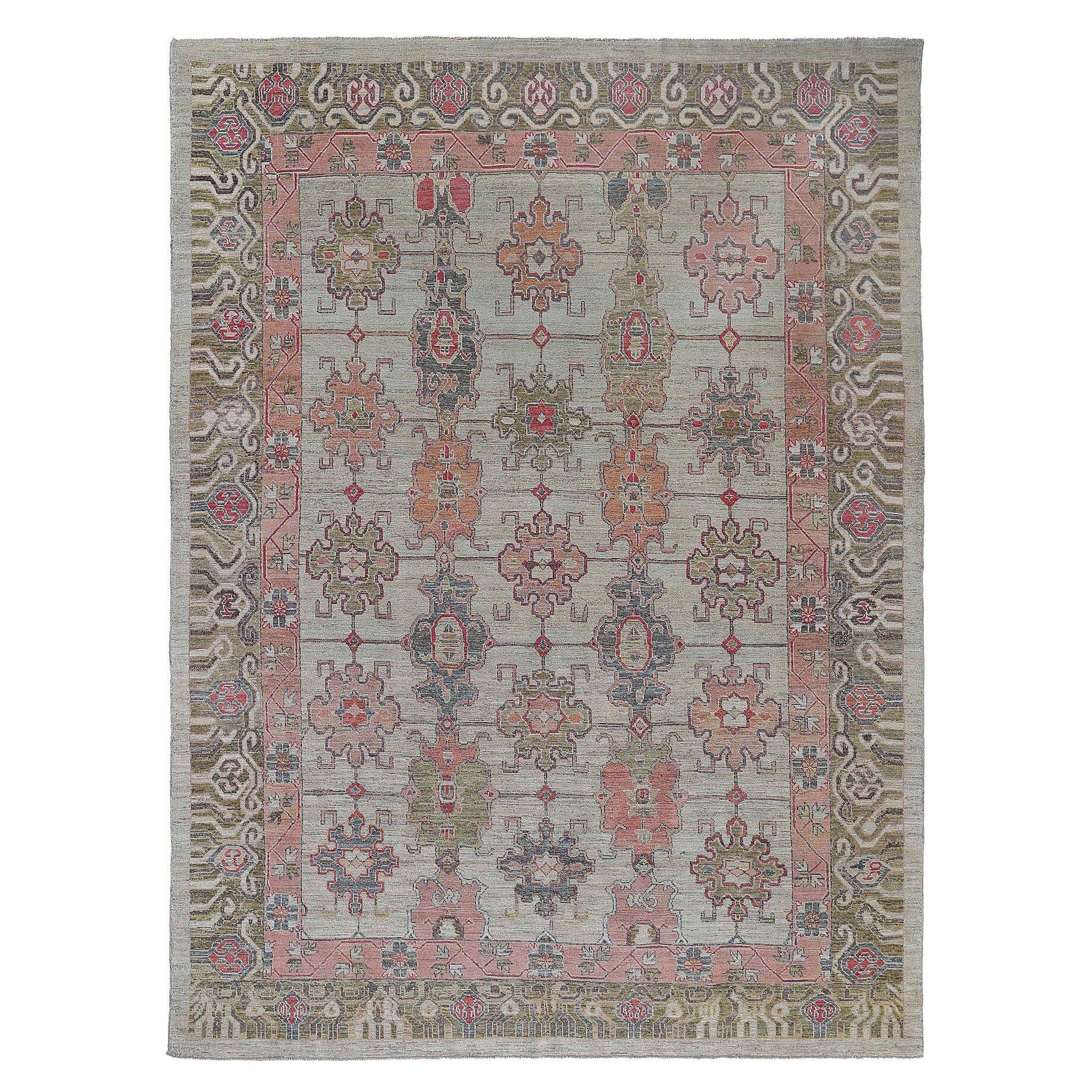 Sultanabad-Teppiche aus Afghanistan - Wolle in Elfenbein und Rosa mit Design - 97002