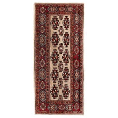 Tappeto Persiano Semnan Runner - Lana Avorio Rosso Design - 97056