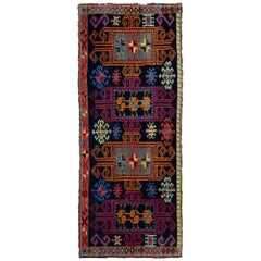 Tappeto persiano Azerbaijan Small - Lana Nero Blu Rosso - 97059