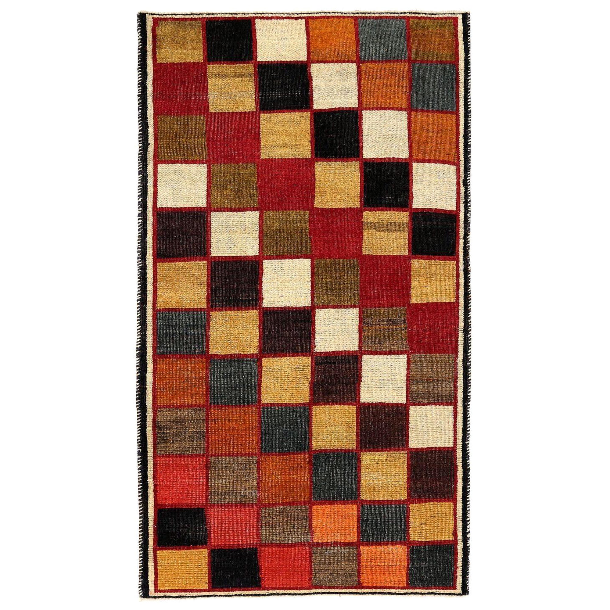 Persischer Gabbeh Kleiner Teppich - Wolle Blau Grün Orange Rot Gelb - 97071