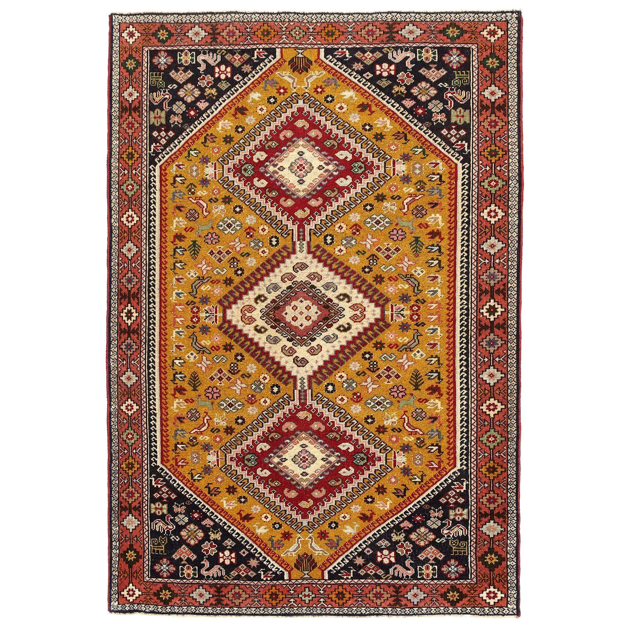 Persischer Gabbeh Small Teppich - Wolle Gelb Design - 97073 im Angebot
