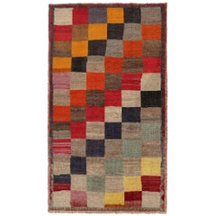 Petit tapis persan Gabbeh - Laine Bleu Brown Ivoire Rouge Jaune - 97079