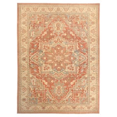 Tapis Heriz Afghanistan - Laine ivoire rose rouge motif rouge - 97039