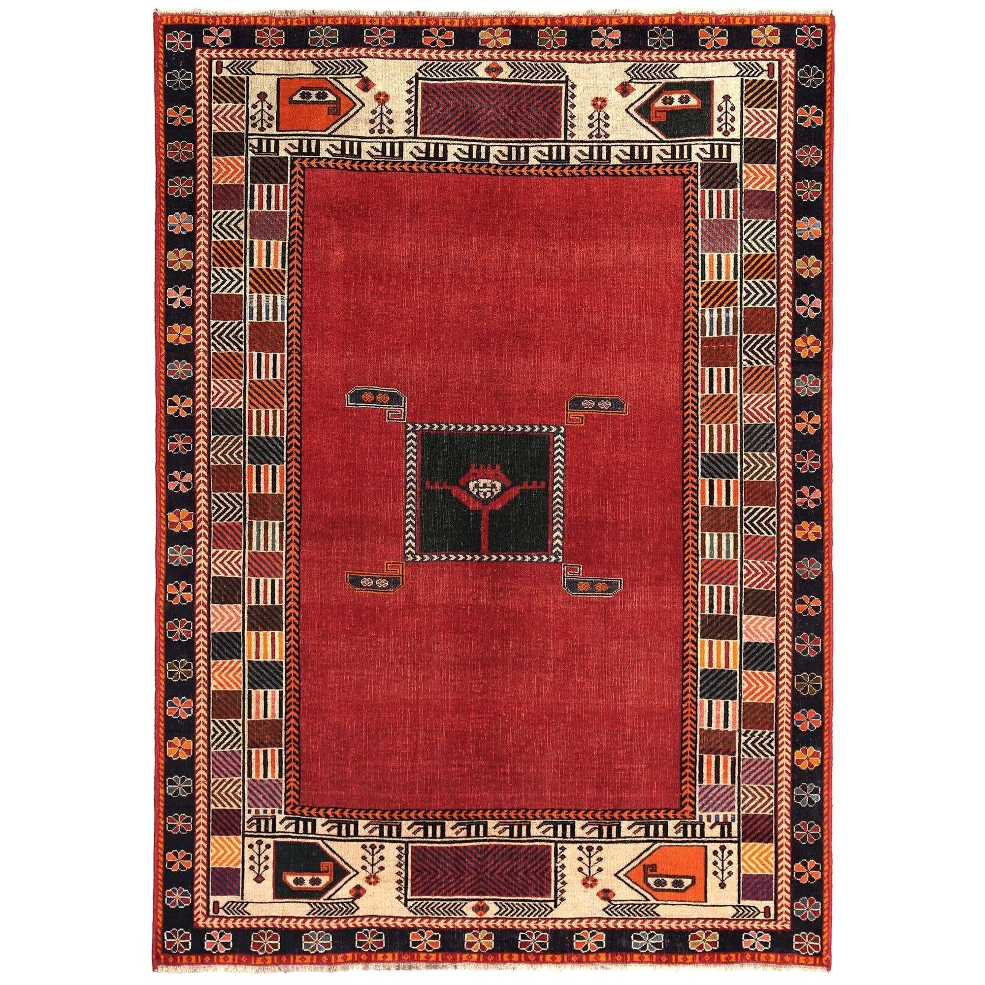 Persian Shiraz Small Rug - Wool Red Design - 97095