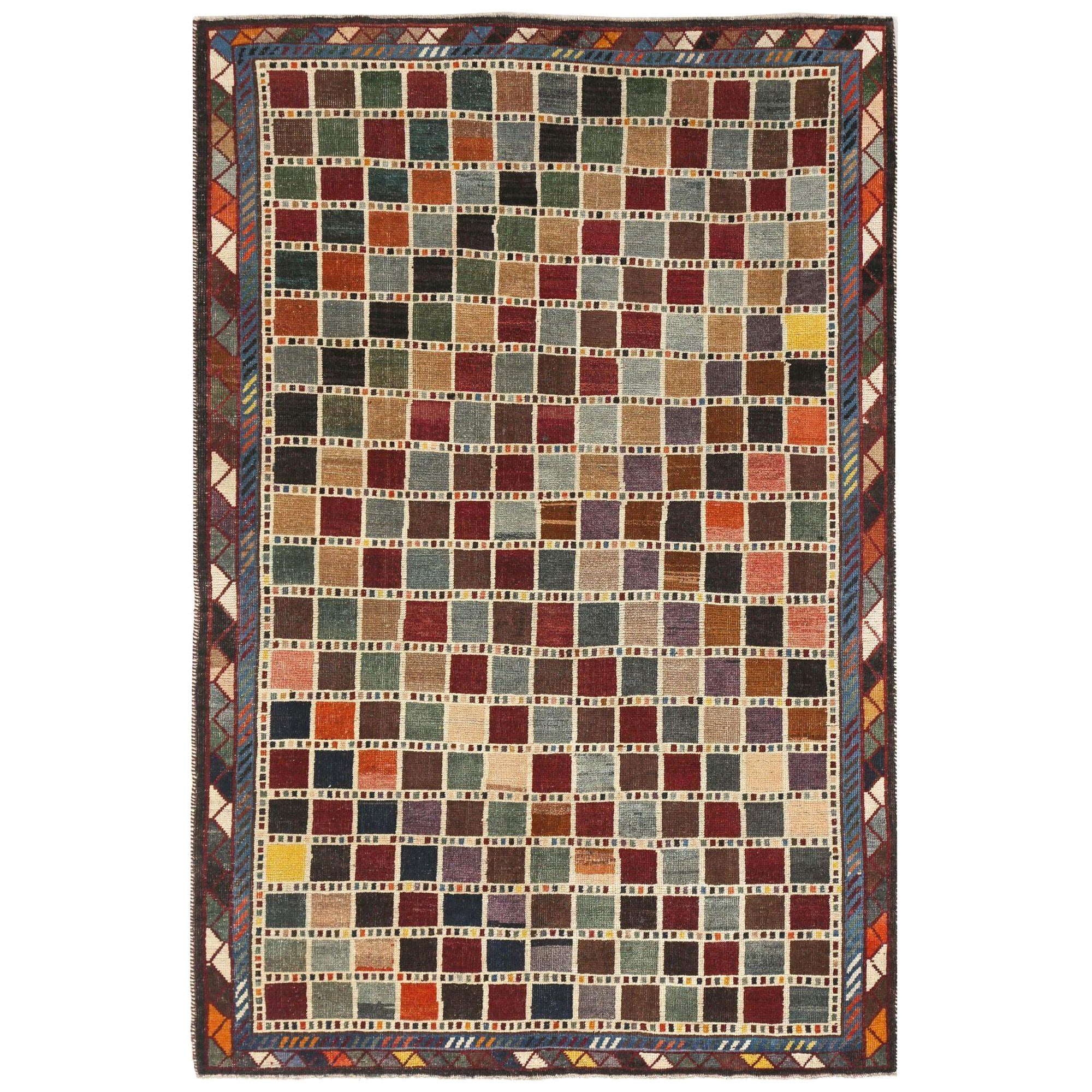 Persischer Gabbeh Kleiner Teppich - Wolle Blau Grün Orange Rot Gelb - 97098