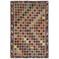 Petit tapis persan Gabbeh - Laine bleu vert orange rouge jaune - 97098
