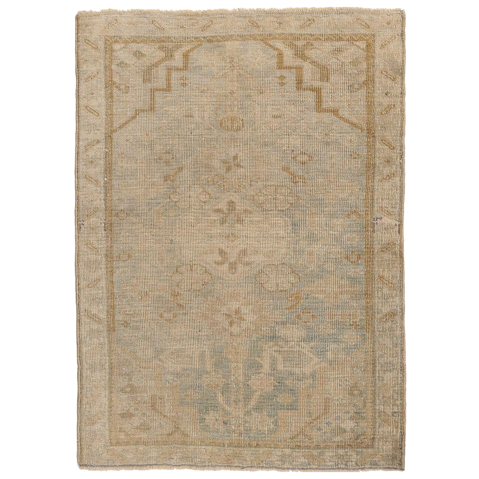 Persischer Aserbaidschanischer kleiner Teppich - Wolle Elfenbein Hellblau Design - 97045