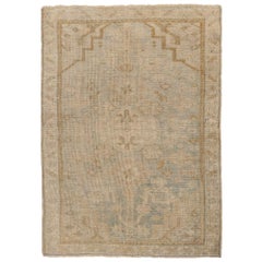 Petit tapis persan d'Azerbaïdjan - Design en laine ivoire bleu clair - 97045