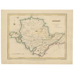 Old Map of Anglesey 1844 – Beaumaris Holyhead Llanerchymedd Amlwch Llangefni