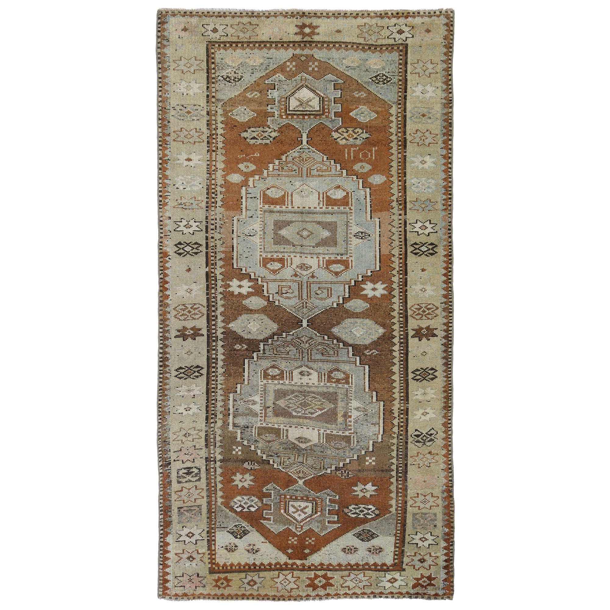 Persischer Aserbaidschan Small Teppich - Wolle Brown Elfenbein Design - 97102