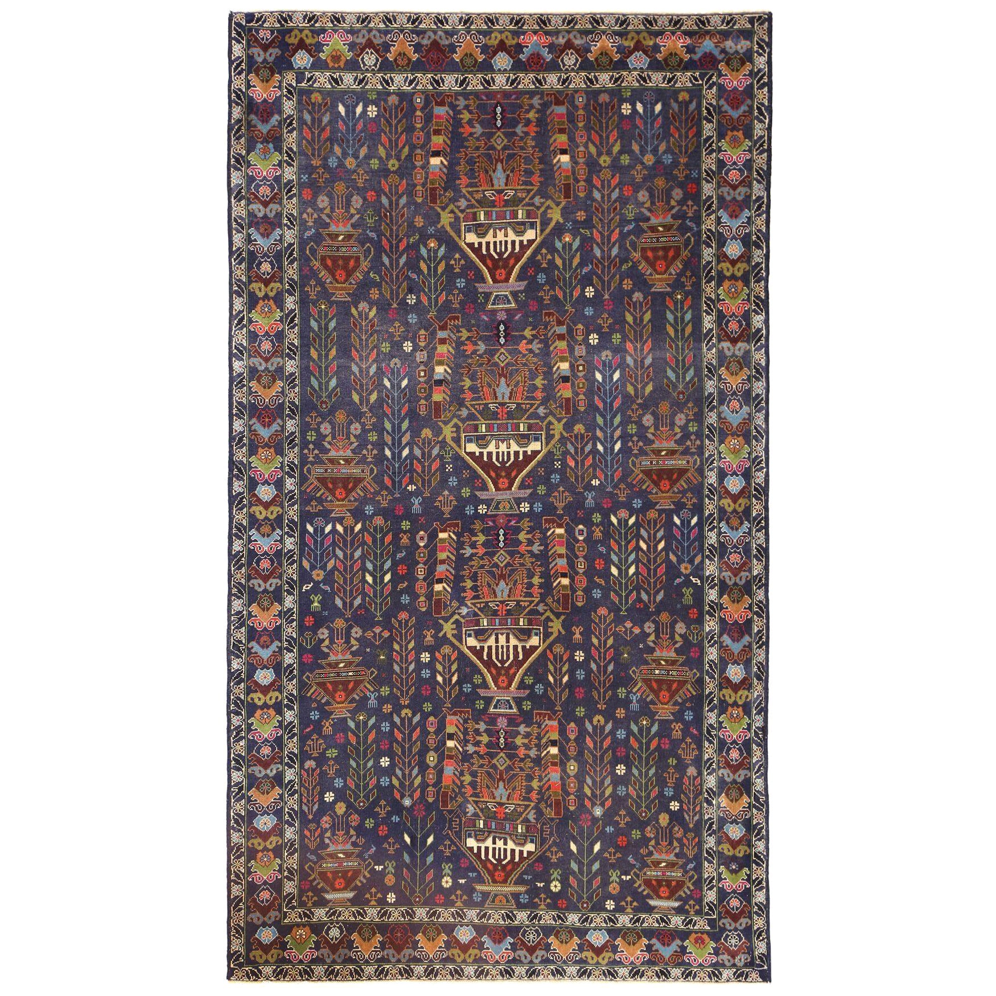 Persischer Balouch Kleiner Teppich aus Wolle in Marineblau mit Design - 97103 im Angebot