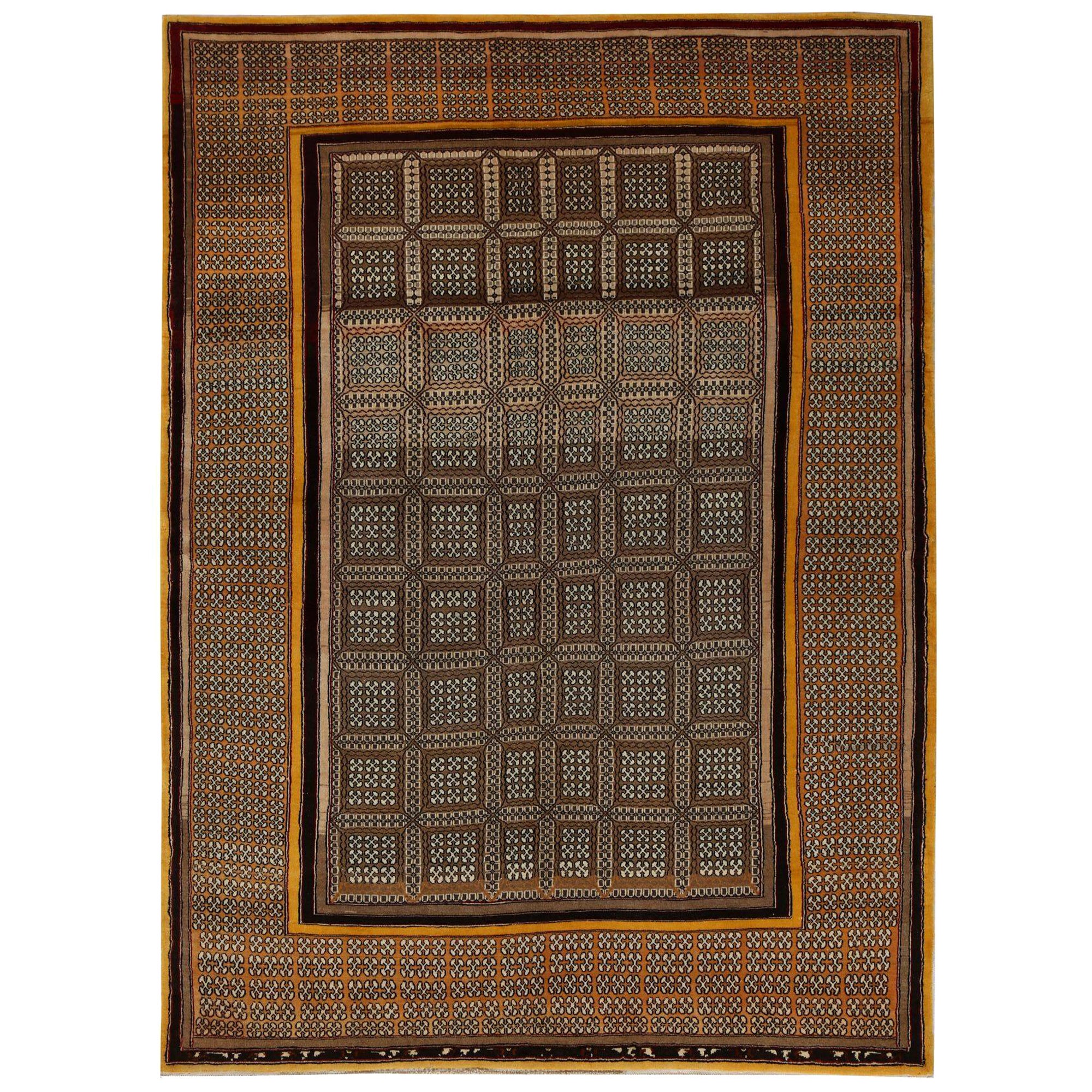 Petit tapis persan Isfahan - Laine Brown Ivoire Orange Jaune - 97135