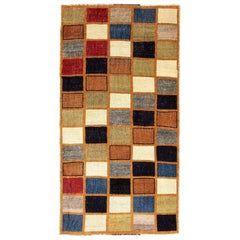 Persian Gabbeh Small Rug - Wool Blue Green Orange Red Design - 97064