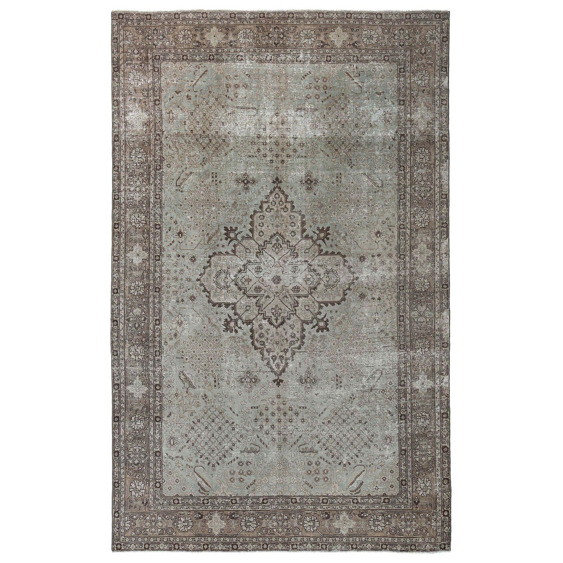 Persische Täbris-Teppiche – Wolle, elfenbeinfarbenes Design – 97141