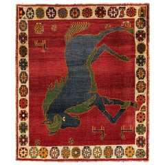 Petit tapis persan Gabbeh - Design rouge en laine - 97066