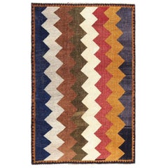 Petit tapis persan Gabbeh - Laine Bleu Brown Vert Ivoire Rouge - 97068
