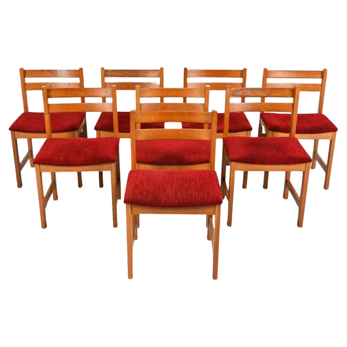 Set of 8 Mid century danish modern oak dining chairs