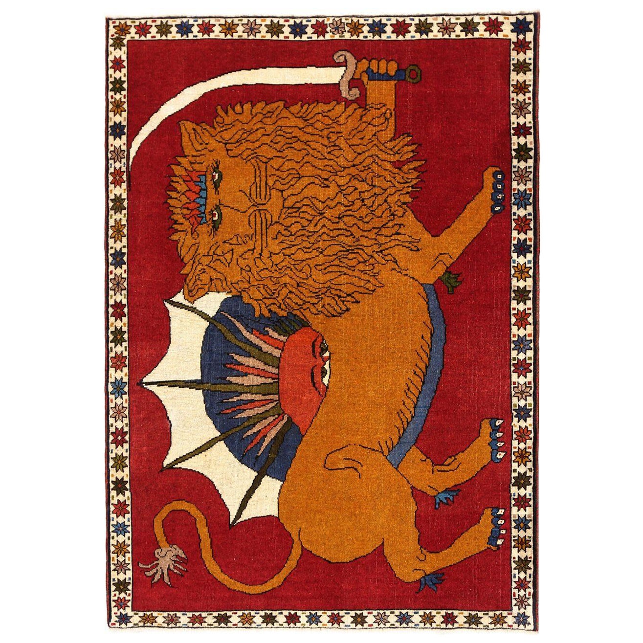 Persischer Gabbeh Kleiner Teppich - Wolle Orange Rot Design - 97070