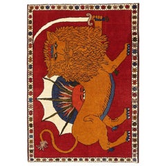 Petit tapis persan Gabbeh - Design en laine orange rouge - 97070