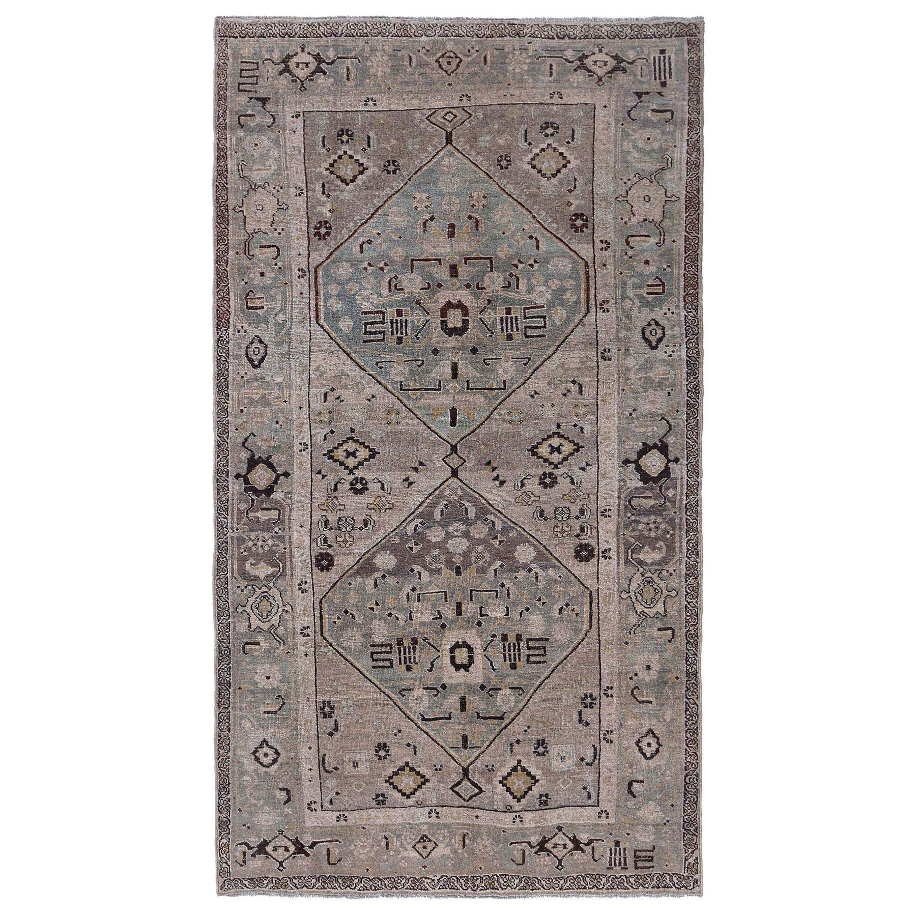 Persischer Bijar Small Teppich - Wolle Braun Elfenbein Design - 97114