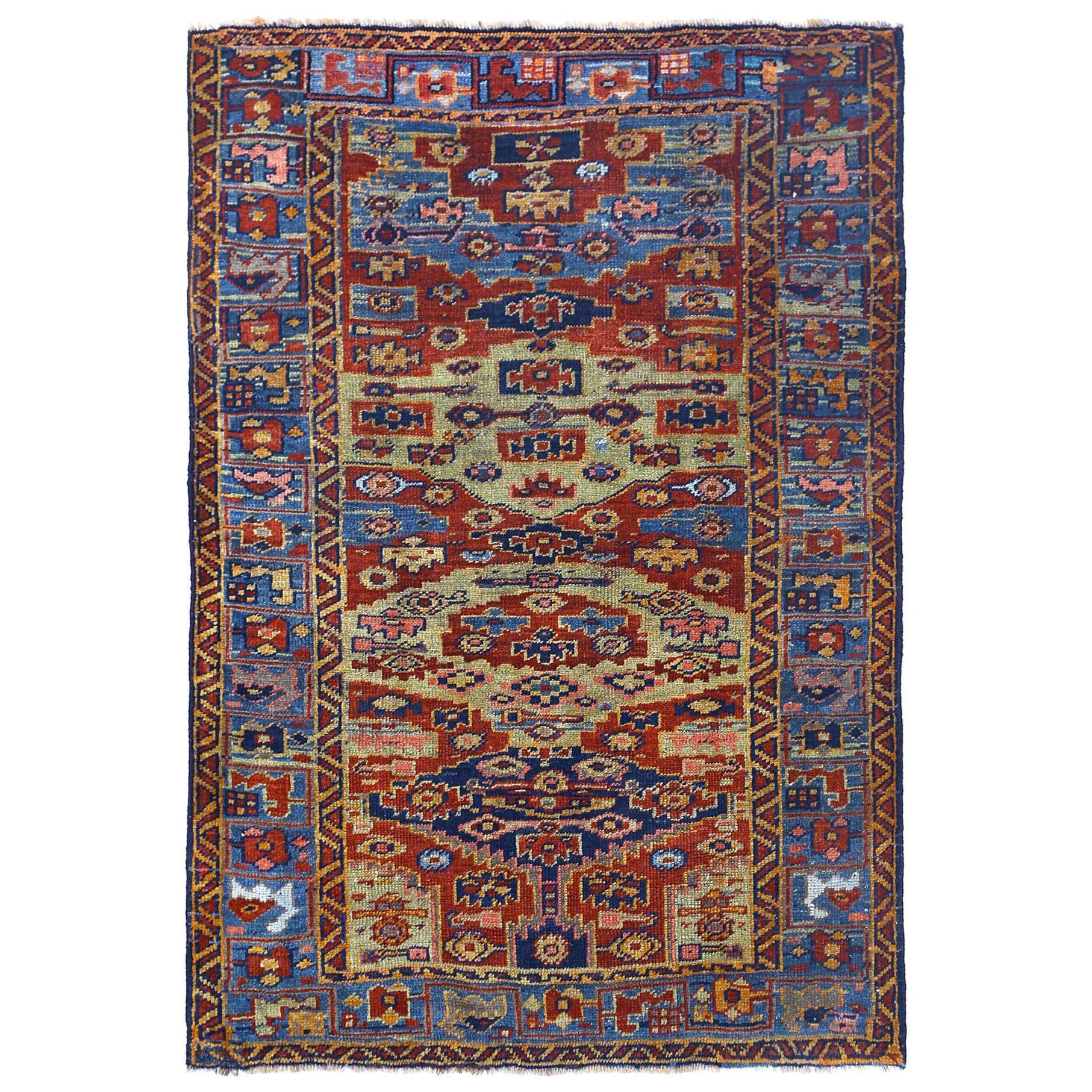 Tappeto persiano Bijar Small - Lana Blu Rosso Design - 97115