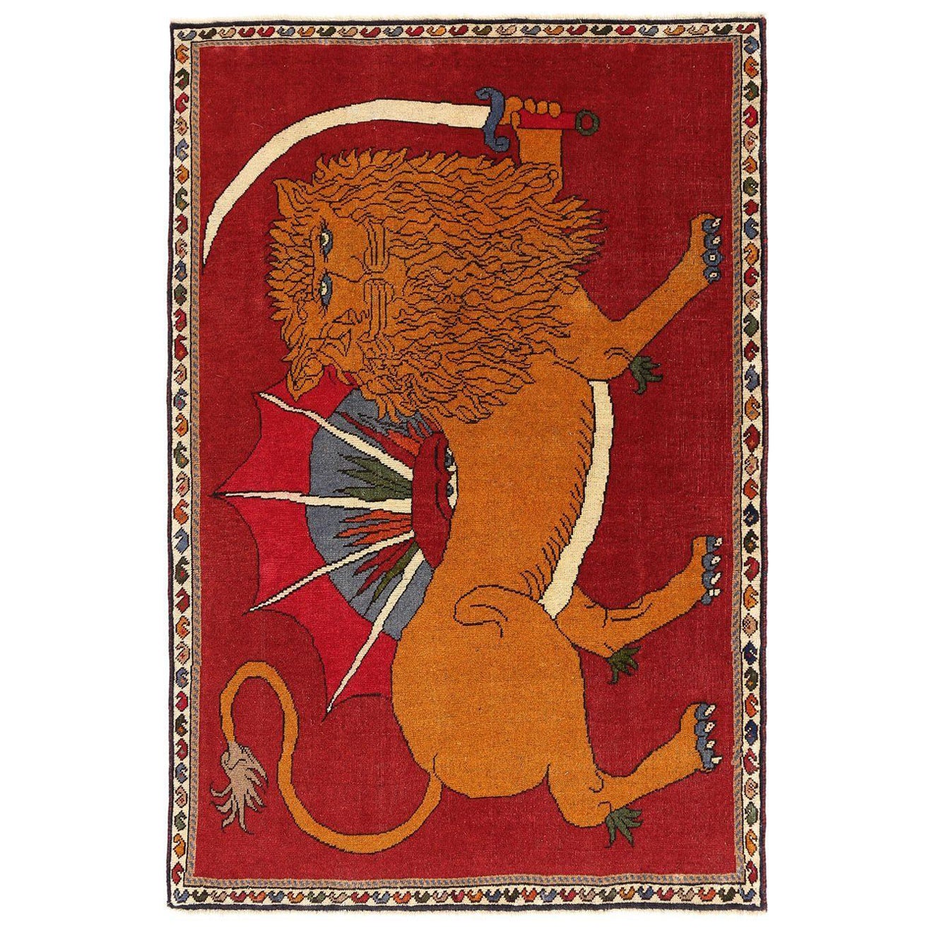 Persischer Gabbeh Kleiner Teppich - Wolle Orange Rot Design - 97084