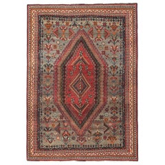 Petit tapis persan Shiraz - Motif gris rouge en laine - 97086
