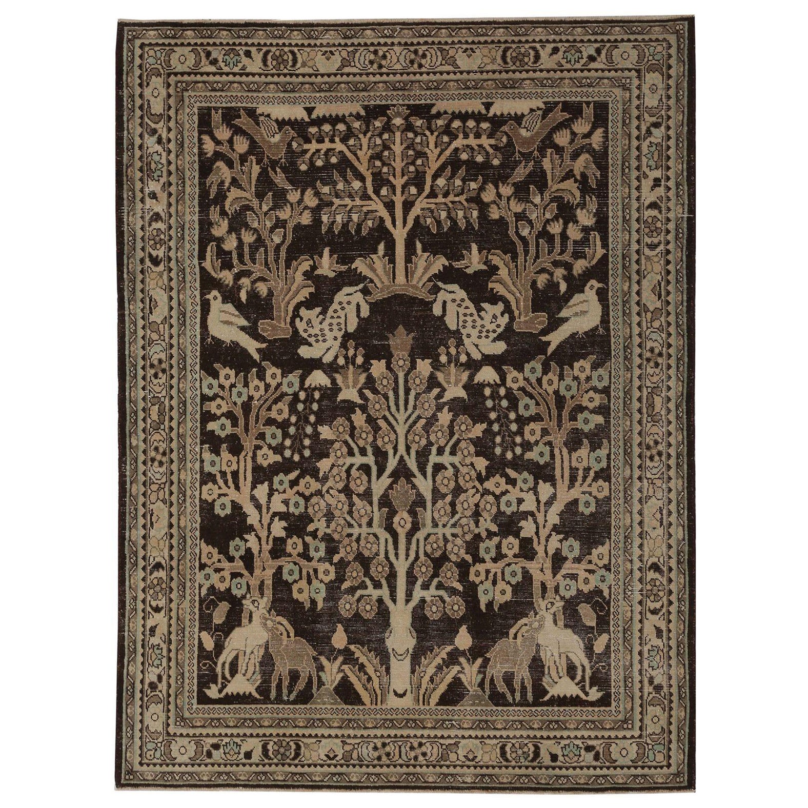 Tappeto persiano Malayer Small - Disegno in lana marrone - 97088