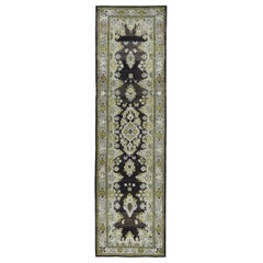 Tapis de course Persan Mahal - Laine Brown Green Ivory Design - 97122