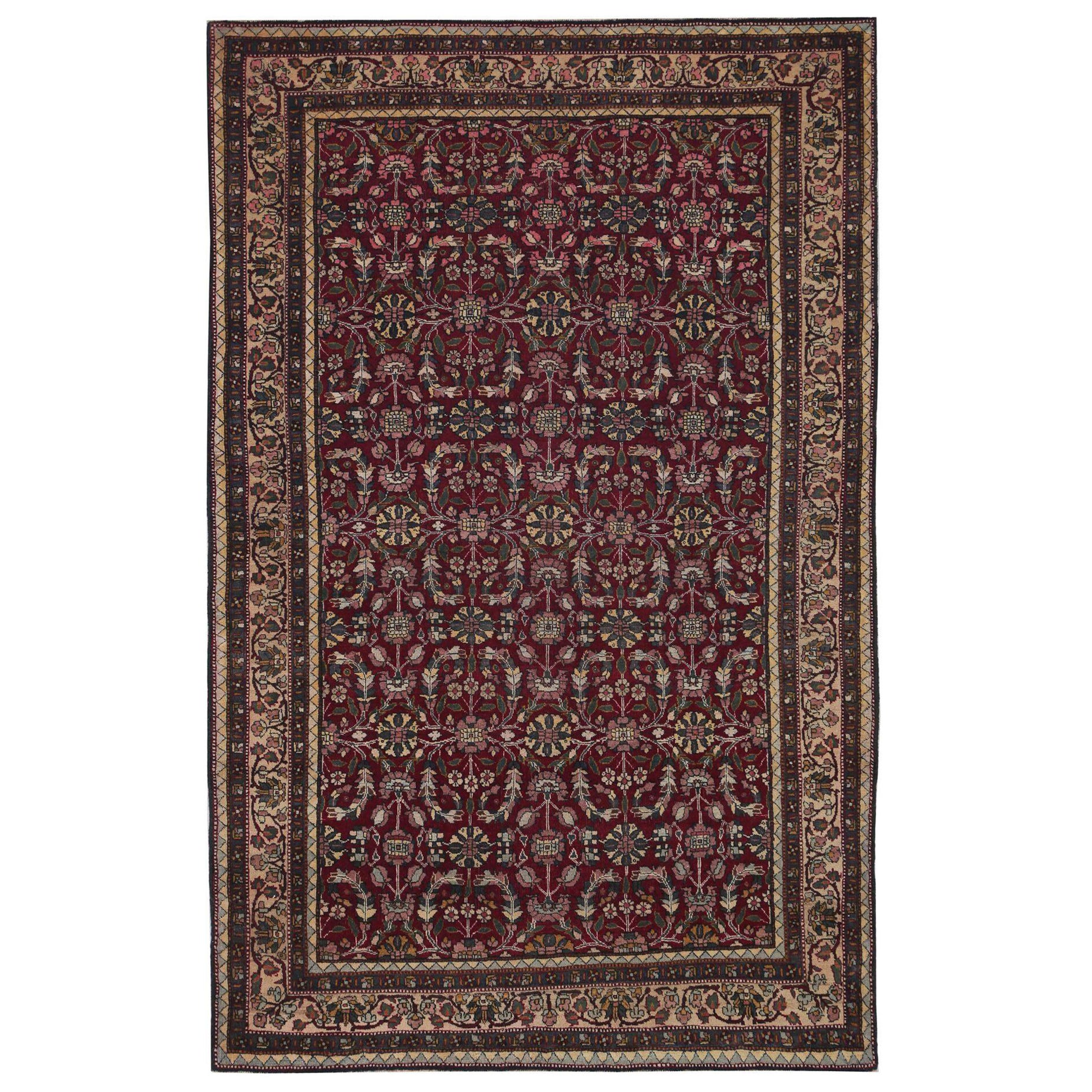 Persischer Semnan-Teppich aus Wolle – rotes Design – 97124