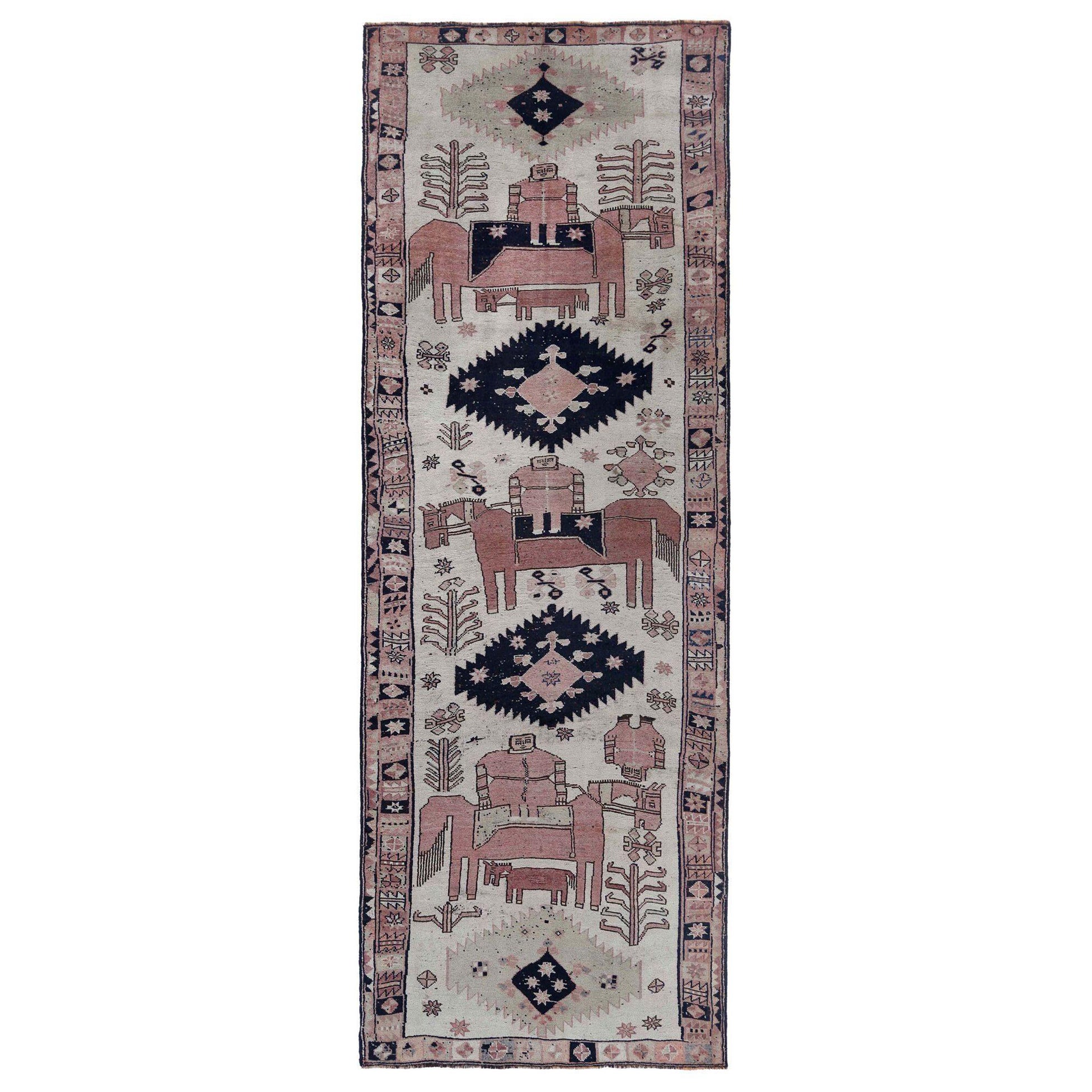Persische Shiraz-Teppiche - Wolle Elfenbeinrosa Design - 97156