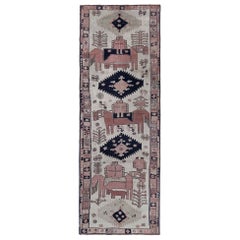 Persische Shiraz-Teppiche - Wolle Elfenbeinrosa Design - 97156