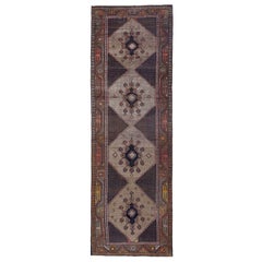 Persischer Aserbaidschan Läufer Teppich - Wolle Braun Elfenbein Design - 97158